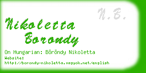 nikoletta borondy business card